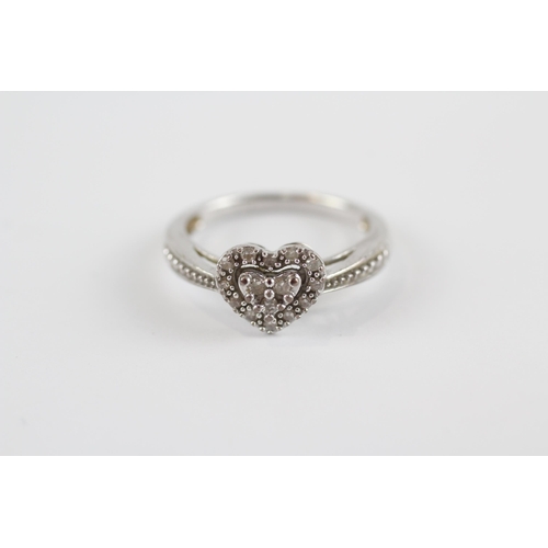 149 - 9ct White Gold Diamond Heart Dress Ring (2.5g) Size  L