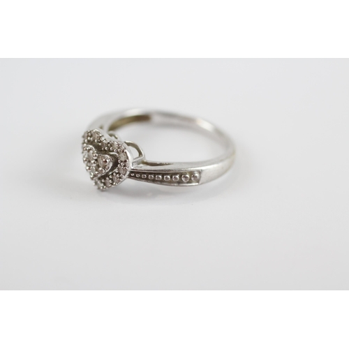 149 - 9ct White Gold Diamond Heart Dress Ring (2.5g) Size  L