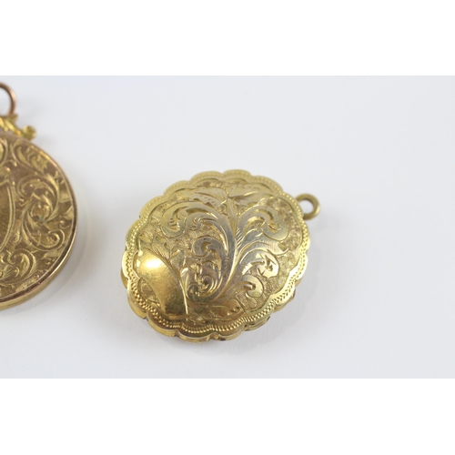 151 - 2X 9ct Gold Back & Front Patterned Lockets (10.9g)