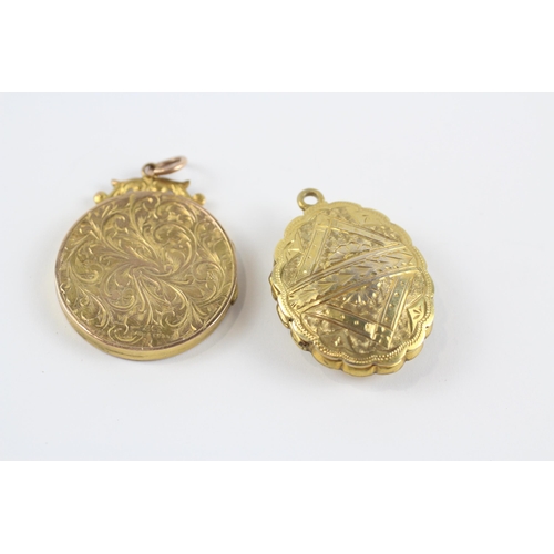 151 - 2X 9ct Gold Back & Front Patterned Lockets (10.9g)