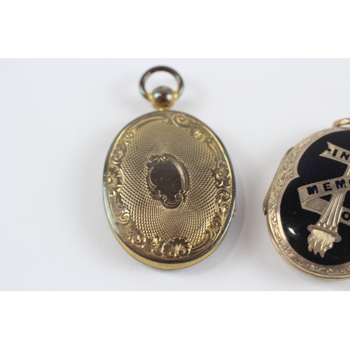 153 - 2X 6Ct Gold Antique Patterned Lockets (18.3g)