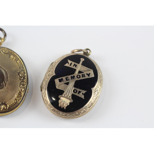 153 - 2X 6Ct Gold Antique Patterned Lockets (18.3g)