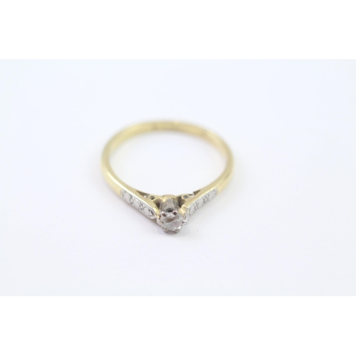 155 - 18ct Gold Antique Diamond Solitaire Ring (2g) Size  L