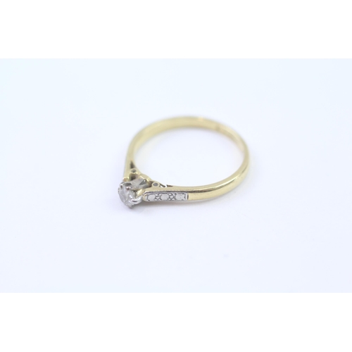 155 - 18ct Gold Antique Diamond Solitaire Ring (2g) Size  L