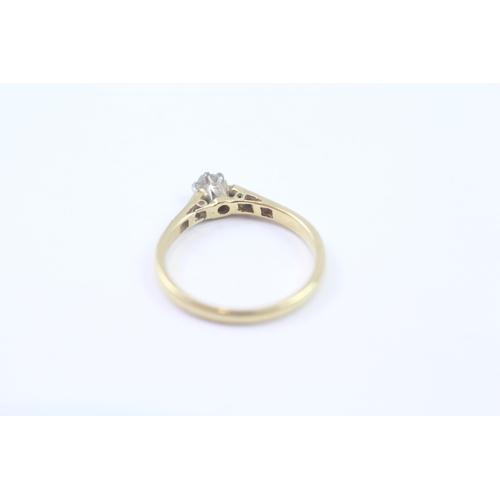 155 - 18ct Gold Antique Diamond Solitaire Ring (2g) Size  L