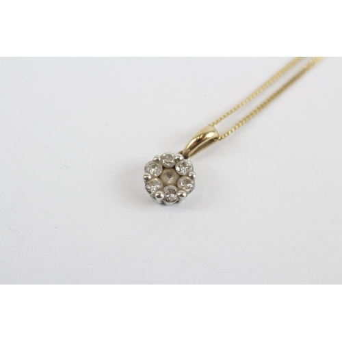 183 - 9ct Gold Diamond Cluster Pendant Necklace (2g)