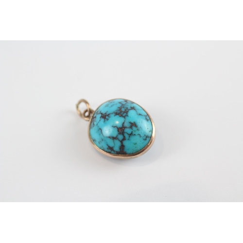 196 - 10ct Gold Antique Turquoise Nugget Pendant (3.3g)