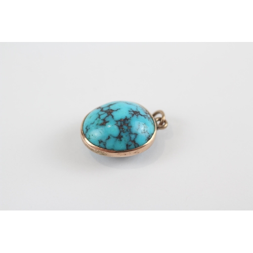 196 - 10ct Gold Antique Turquoise Nugget Pendant (3.3g)