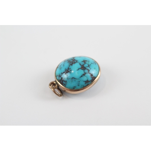 196 - 10ct Gold Antique Turquoise Nugget Pendant (3.3g)