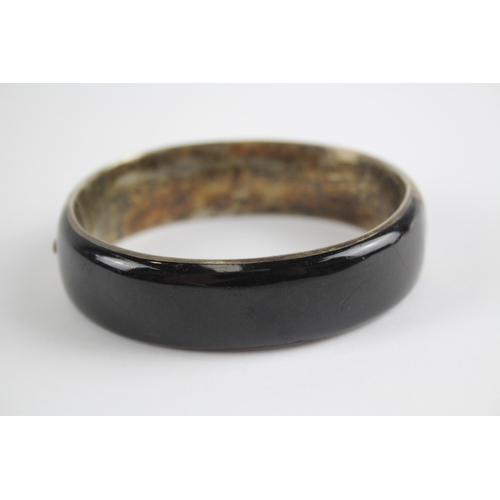 202 - Silver antique enamel bangle with French hallmarks (38g)