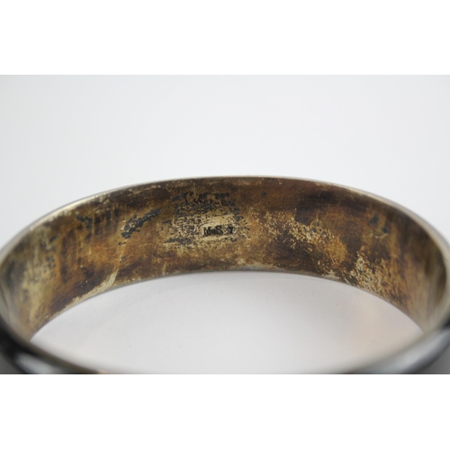 202 - Silver antique enamel bangle with French hallmarks (38g)