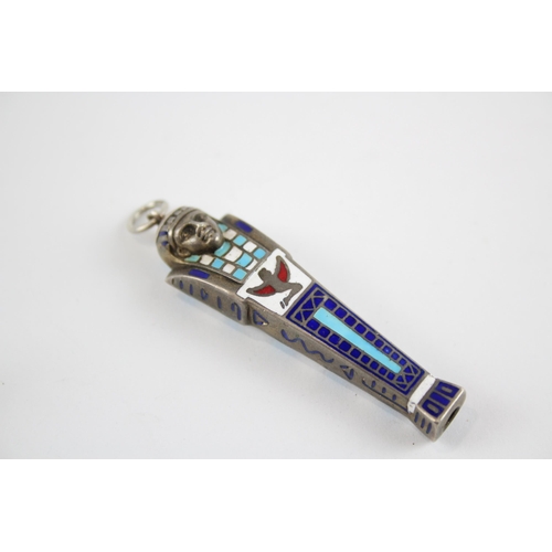 222 - Silver enamel Egyptian themed retractable pencil (13g)