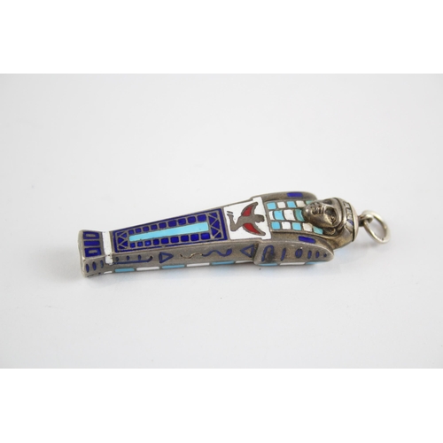 222 - Silver enamel Egyptian themed retractable pencil (13g)