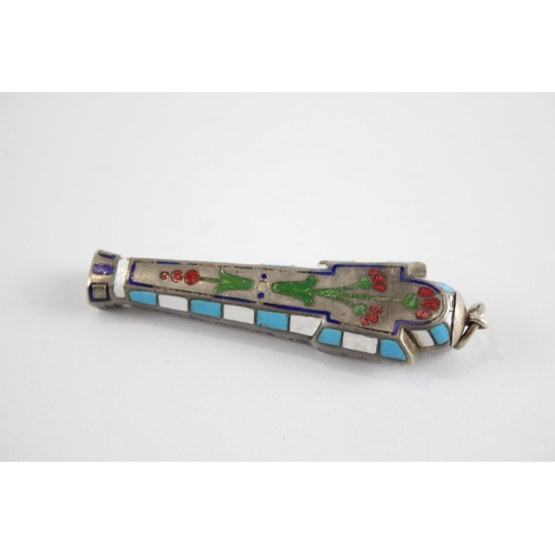 222 - Silver enamel Egyptian themed retractable pencil (13g)