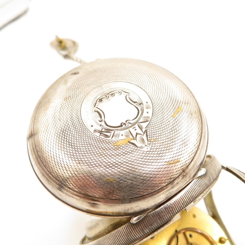 224 - Solid Silver Pocket Watch with Silver Watch Chain, Coin Fob and Key.  Watch Runs but not time tested... 