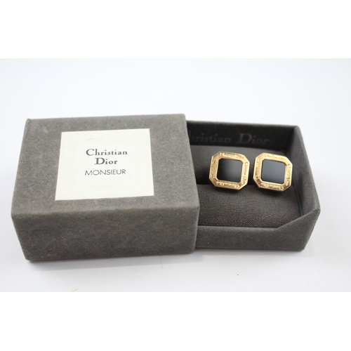 228 - Gold tone gents cufflinks by designer Christian Dior (15g)