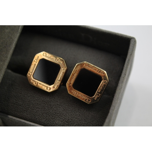 228 - Gold tone gents cufflinks by designer Christian Dior (15g)