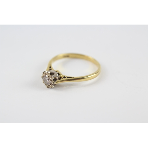 23 - 18ct Gold Antique Solitaire Diamond Ring (2.2g) Size  M