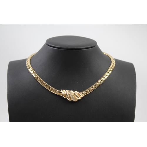 230 - Gold plated rhinestone necklace by designer Christian Dior (44g)