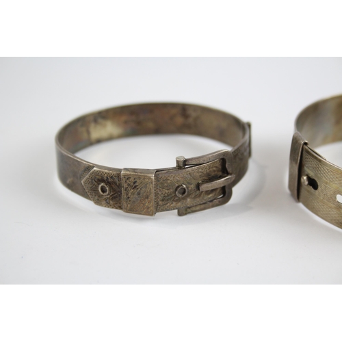 231 - Two silver buckle design bangles (63g)