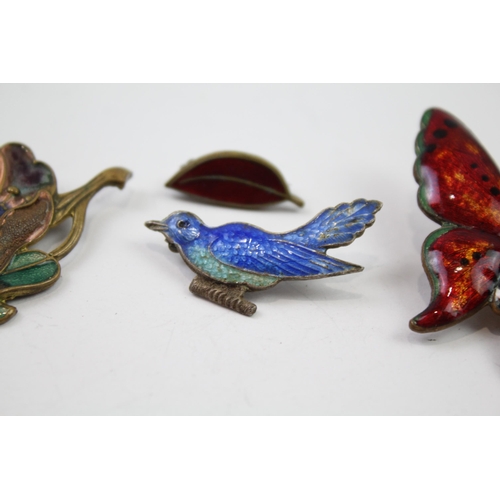 235 - Four cold painted enamel brooches (24g)