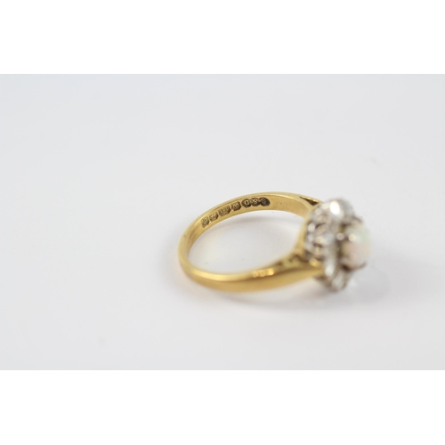 24 - 18ct Gold Opal & Diamond Dress Ring (3.4g) Size  H