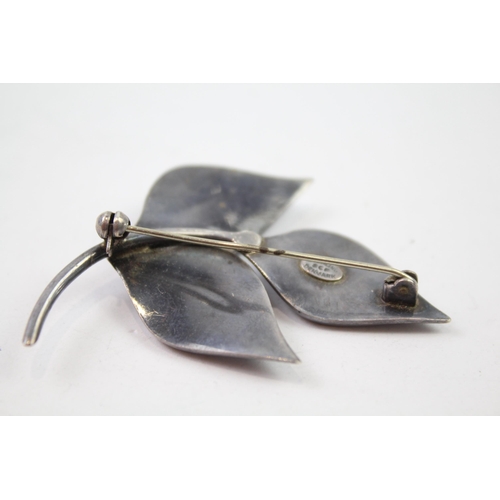 240 - Silver modernist leaf brooch by Danish maker SCF (15g)