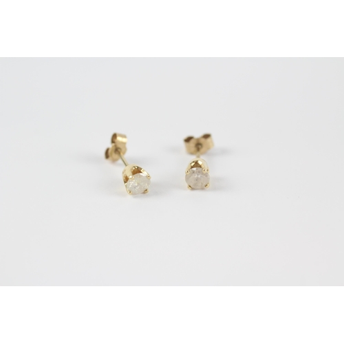25 - 12ct Gold Solitaire Diamond Paired Stud Earrings (0.65g)