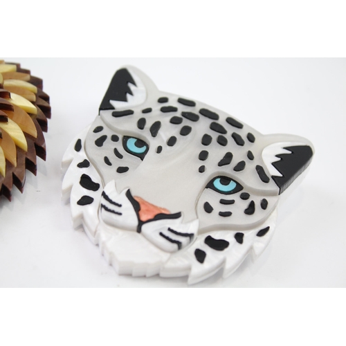 263 - Three big cat brooches by Rock the Panda (88g)