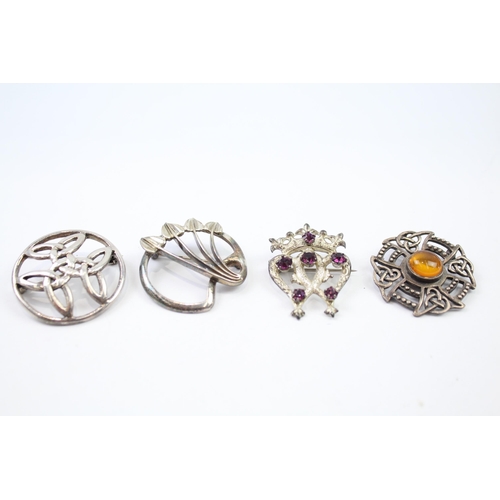 273 - Four silver Scottish/Celtic brooches including Carrick (33g)