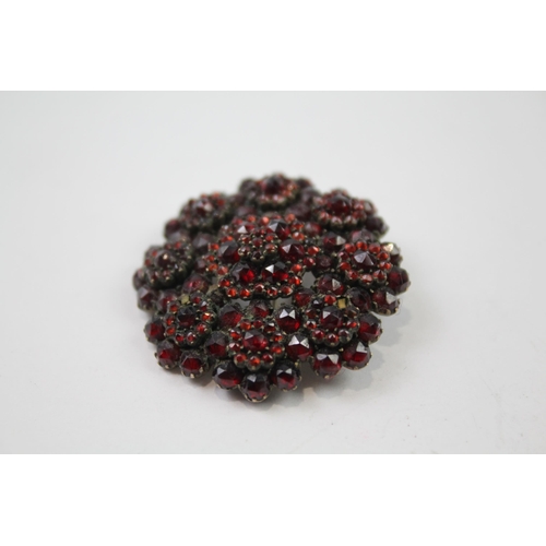 280 - Antique Bohemian Garnet brooch and clip on earrings (14g)