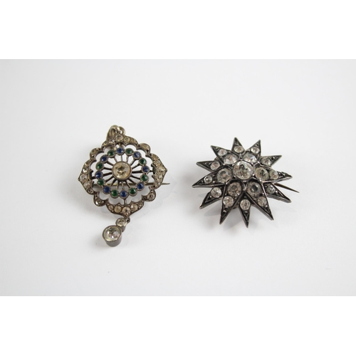 284 - Two silver antique paste brooches (11g)