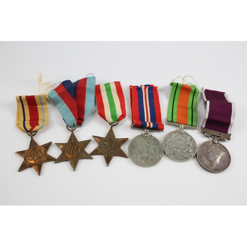 WW2 - GV.1 Army Long Service Medal Group Inc Africa & Italy Stars Etc