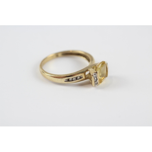 3 - 9ct Gold Diamond & Heliodor Dress Ring (2.3g) Size  N