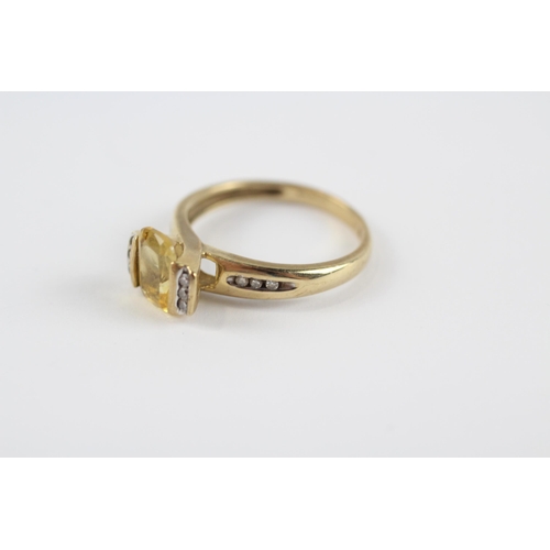 3 - 9ct Gold Diamond & Heliodor Dress Ring (2.3g) Size  N