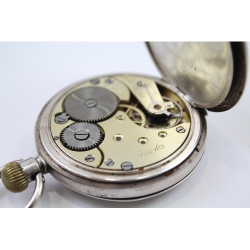 312 - OMEGA STERLING SILVER Men's Vintage Full Hunter POCKET WATCH Hand-Wind WORKING