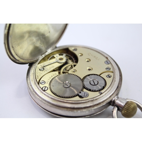 312 - OMEGA STERLING SILVER Men's Vintage Full Hunter POCKET WATCH Hand-Wind WORKING