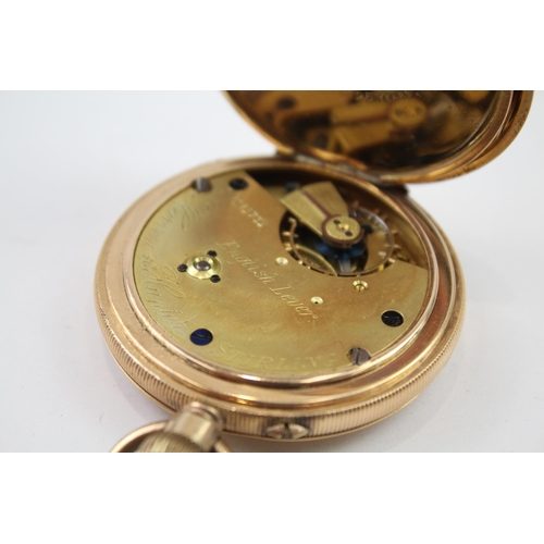 319 - HARVEY & HUNTER Gents Rolled Gold Full Hunter POCKET WATCH Hand-wind WORKING