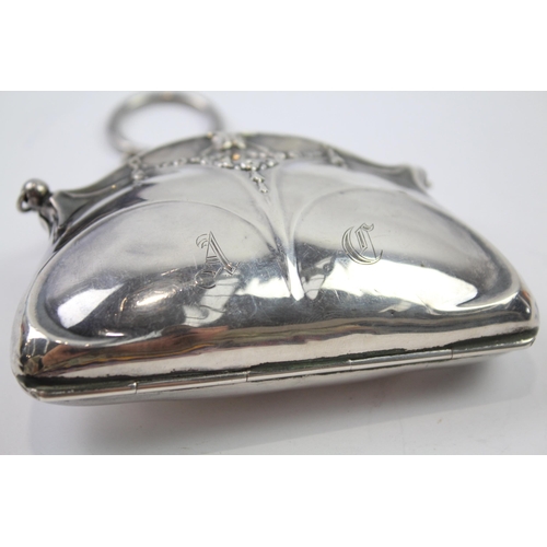 322 - Antique Hallmarked 1911 Birmingham Sterling Silver Ladies Coin Purse / Bag (79g)