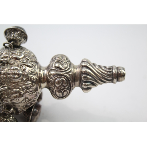 328 - Antique Edwardian 1905 Birmingham Sterling Silver Baby Rattle / Whistle (61g)