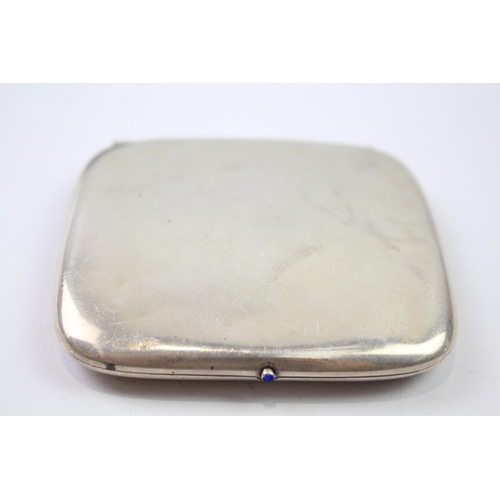 340 - Vintage Hallmarked 1932 Birmingham Sterling Silver Cigarette Case w/ Enamel 90g