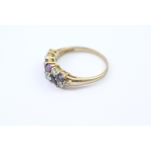 38 - 9ct Gold Vintage Topaz, Amethyst And Iolite Set Dress Ring (3.3g) Size  U