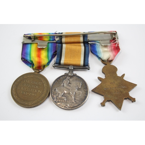 425 - WW1 Mounted 1914-15 Star Trio.  Named 1007 Gnr W.J. Burgess R.F.A - R.A