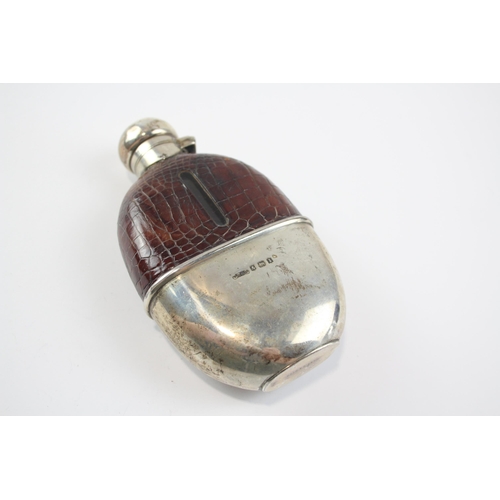 432 - Antique Hallmarked 1910 Birmingham STERLING SILVER Covered Flask 217g