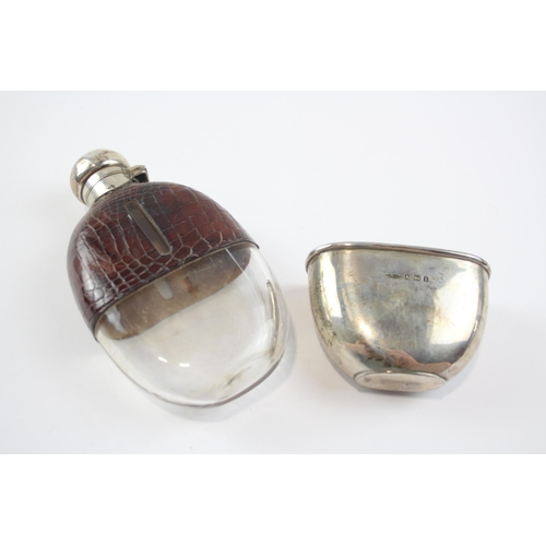 432 - Antique Hallmarked 1910 Birmingham STERLING SILVER Covered Flask 217g