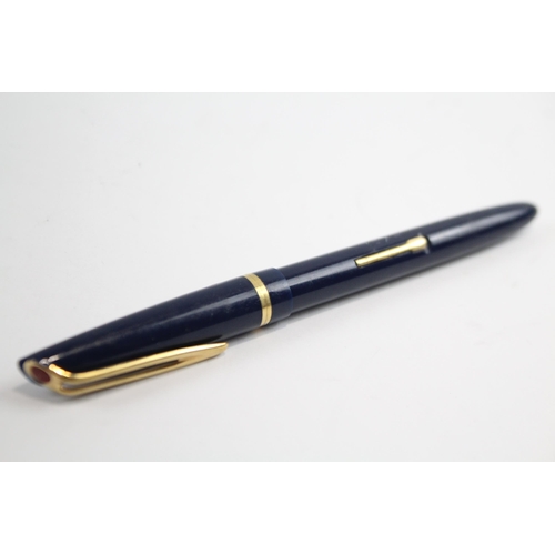 445 - Vintage Waterman L.2 Shorthand Navyh Fountain Pen w/ 14ct Gold Nib WRITING