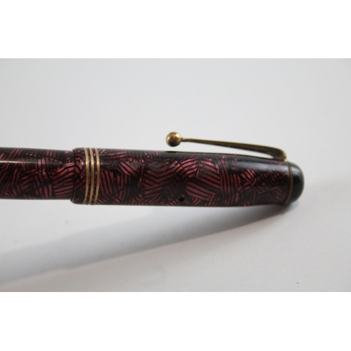 456 - Vintage Parker Televisor Burgundy Fountain Pen w/ 14ct Gold Nib WRITING