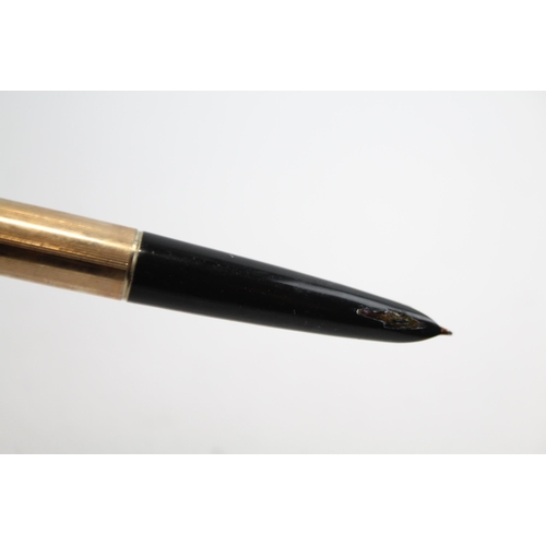 457 - Vintage Parker 61 Gold Plated Fountain Pen w/ 14ct Gold Nib WRITING (23g)