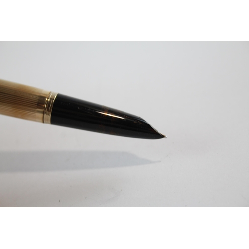 458 - Vintage Parker 51 Gold Plated Fountain Pen w/ 14ct Gold Nib WRITING (28g)