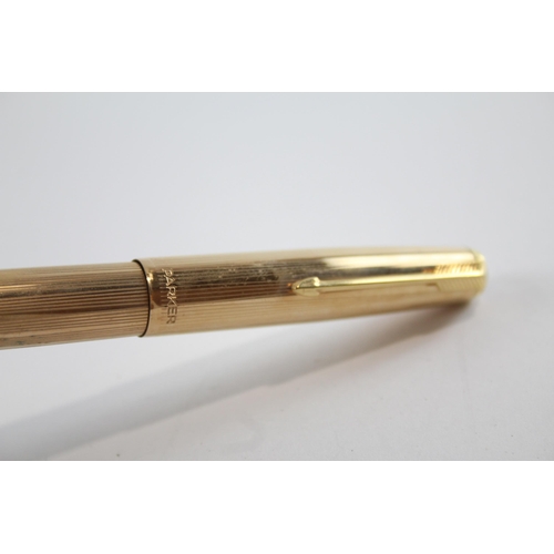 458 - Vintage Parker 51 Gold Plated Fountain Pen w/ 14ct Gold Nib WRITING (28g)